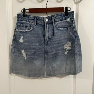 Zara jean skirt, distressed with silver/shine ombré hem